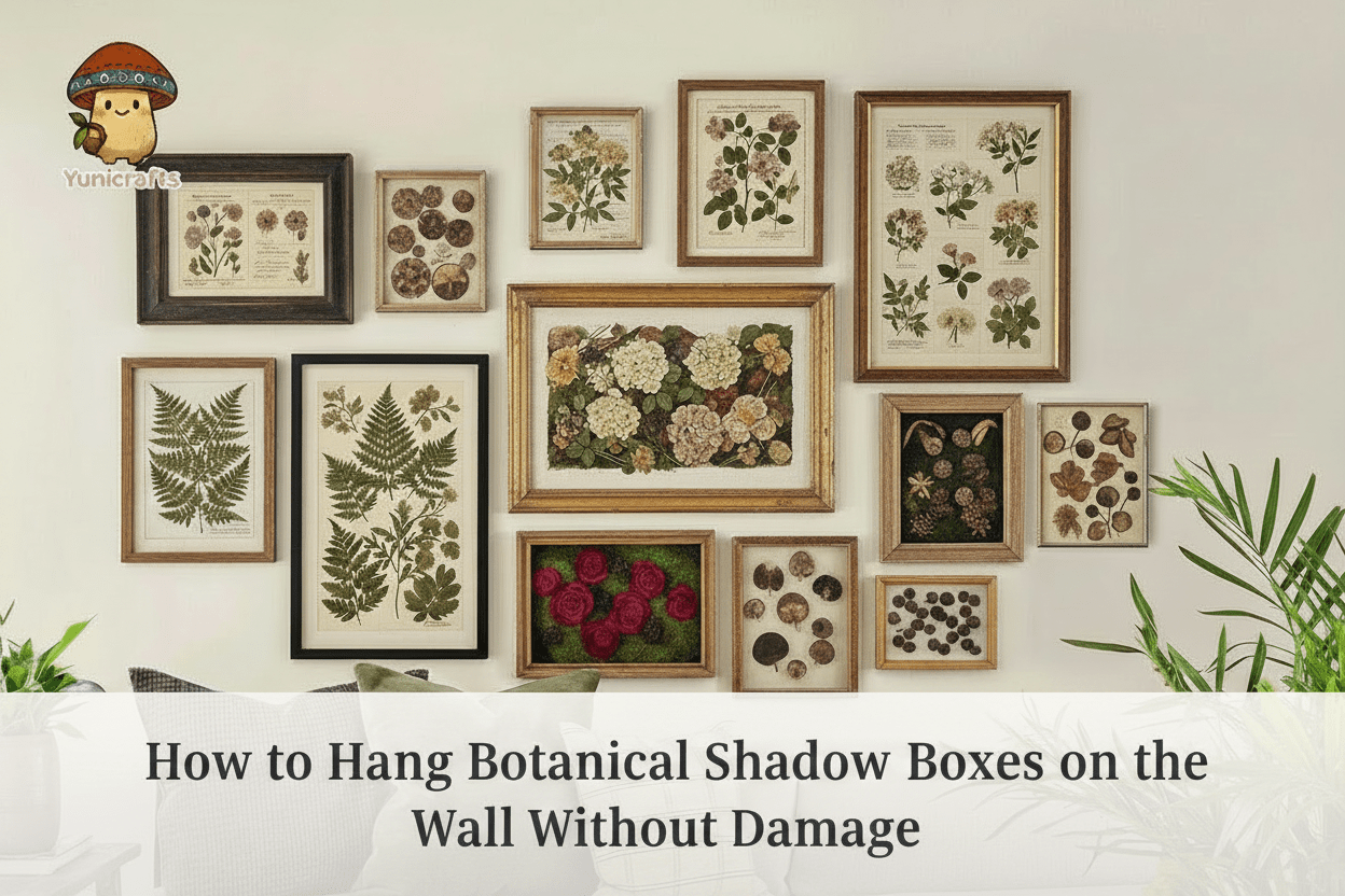 How to Hang Botanical Shadow Boxes on the Wall Without Damage - Yunicrafts