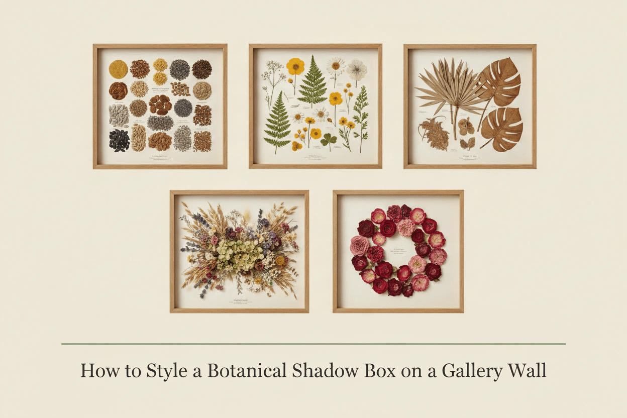 How to Style a Botanical Shadow Box on a Gallery Wall - Yunicrafts