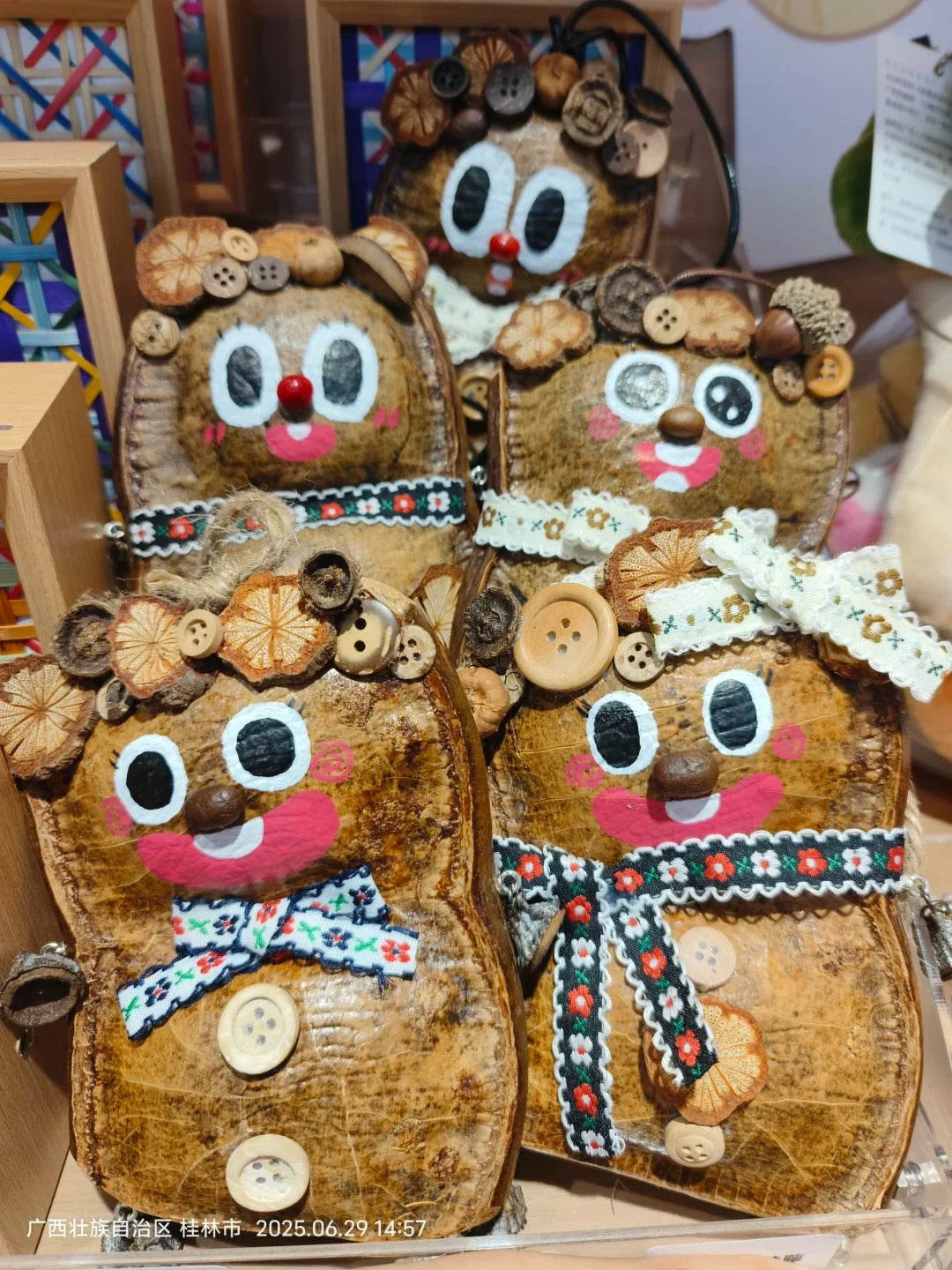 Handmade Big-Eyed Entada Pod Ornament – Cute Natural Wall Hanging Decor