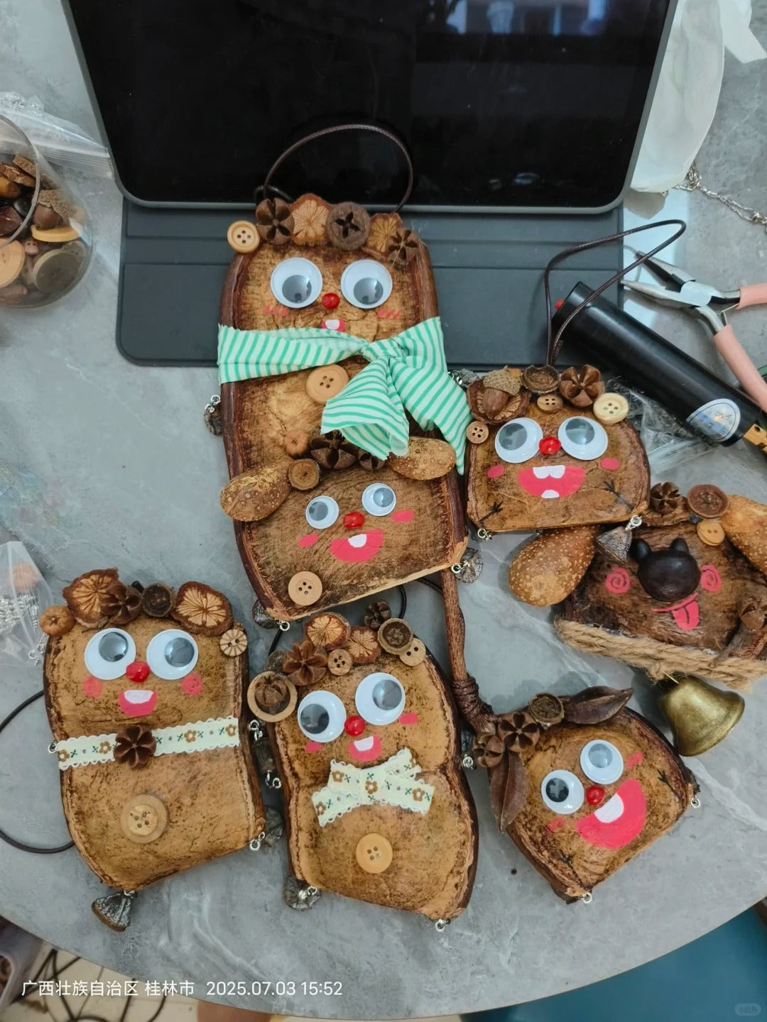 Handmade Big-Eyed Entada Pod Ornament – Cute Natural Wall Hanging Decor