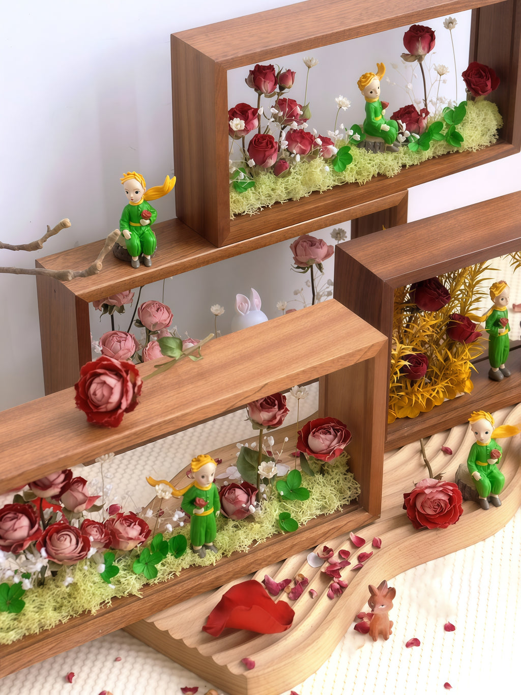 "Mi Rosa Única" - El Principito y Arte de Caja de Sombras con Flores Preservadas Reales