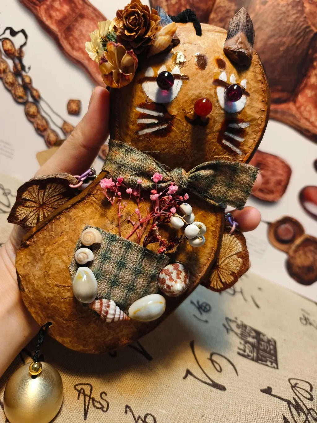 Handmade Entada Pod Ornament with Spinning Feature – Nature-Inspired Gift