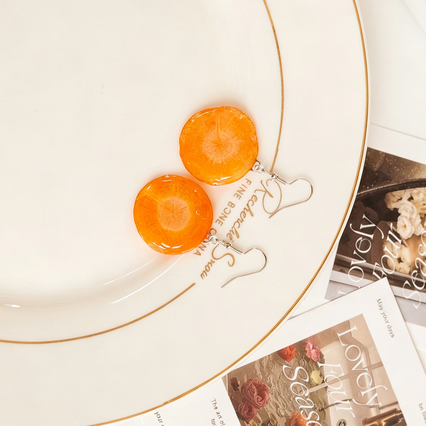Carrot Slice Resin Earrings | Handmade Vegetable Jewelry