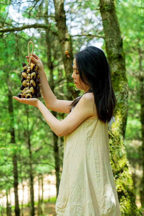 Handmade Entada, Pala Cardamom & Chacha Oleander Seed Shell Hand Bell– Natural Rainforest Sound