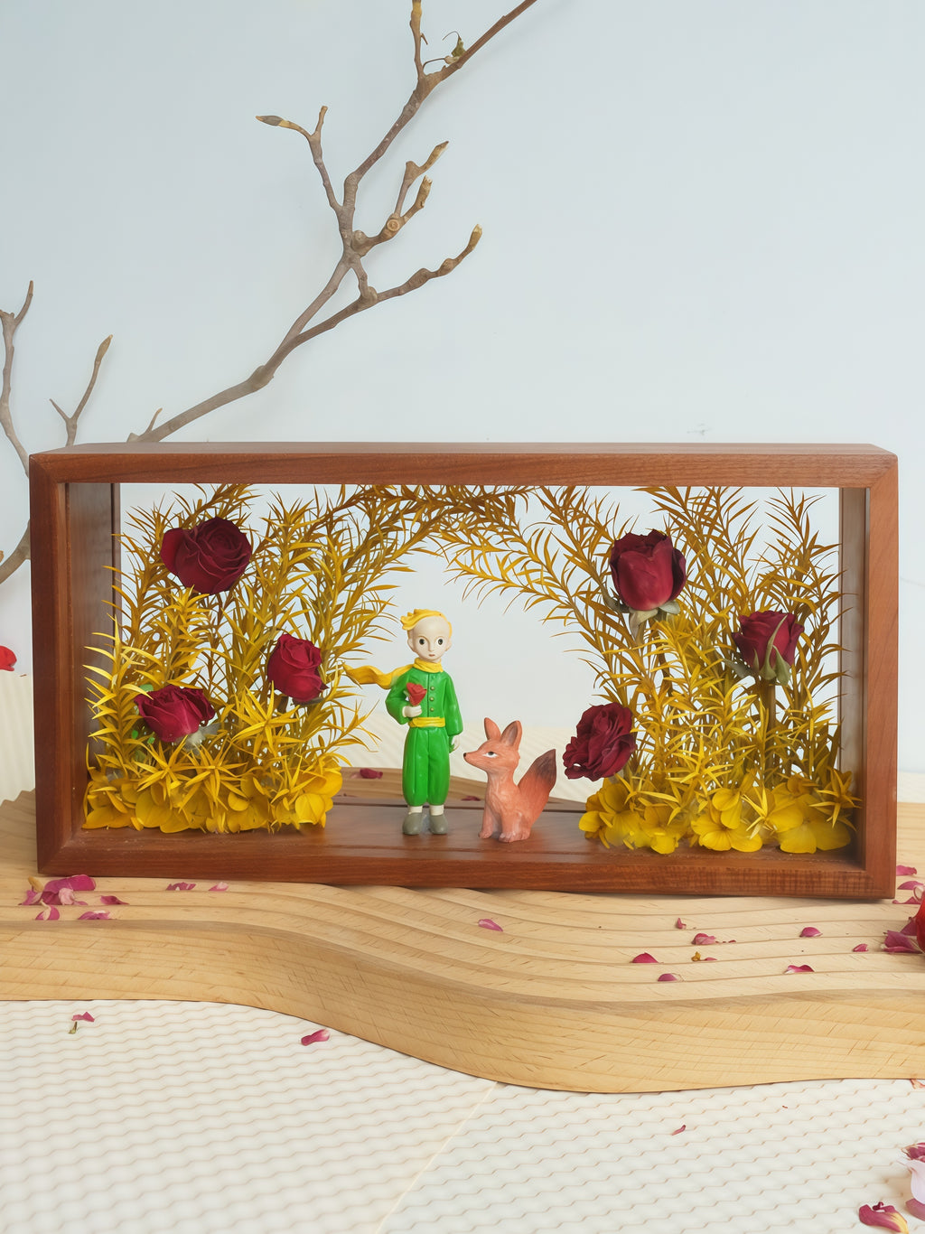 "Mi Rosa Única" - El Principito y Arte de Caja de Sombras con Flores Preservadas Reales