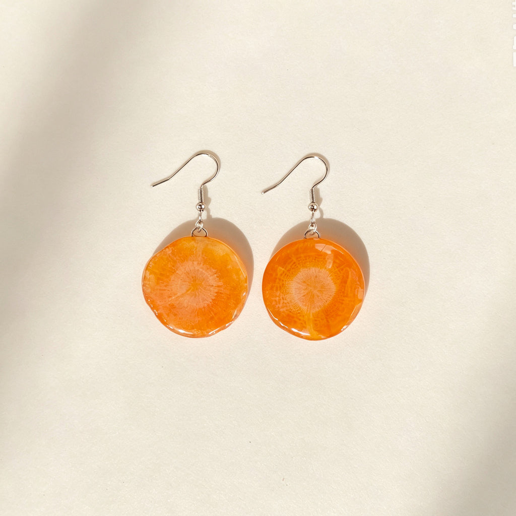 Carrot Slice Resin Earrings | Handmade Vegetable Jewelry
