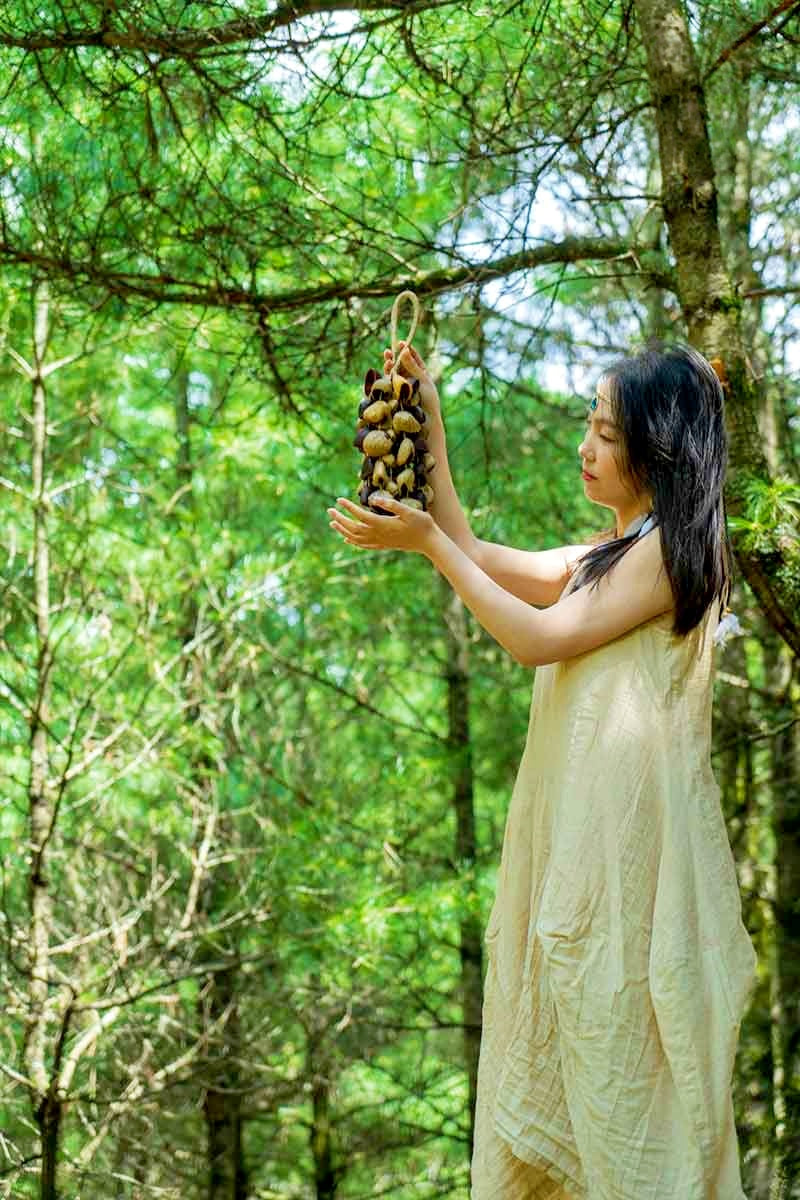Handmade Entada, Pala Cardamom & Chacha Oleander Seed Shell Hand Bell– Natural Rainforest Sound
