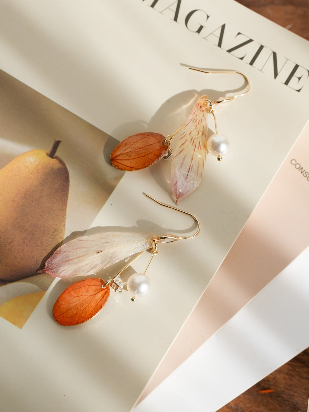 Real Alstroemeria Petal Earrings - "Fairy Wings" Translucent Floral Jewelry