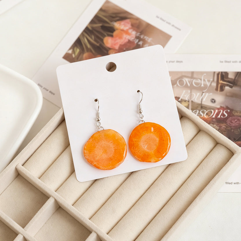 Carrot Slice Resin Earrings | Handmade Vegetable Jewelry