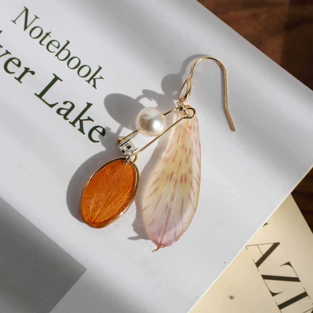 Real Alstroemeria Petal Earrings - "Fairy Wings" Translucent Floral Jewelry