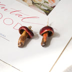 Real Golden Chanterelle Mushroom Earrings - Handcrafted Botanical Resin Jewelry