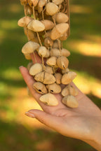 Handmade Chacha Oleander Seed Rope Hand Bell – Natural Rainforest Sound Decor