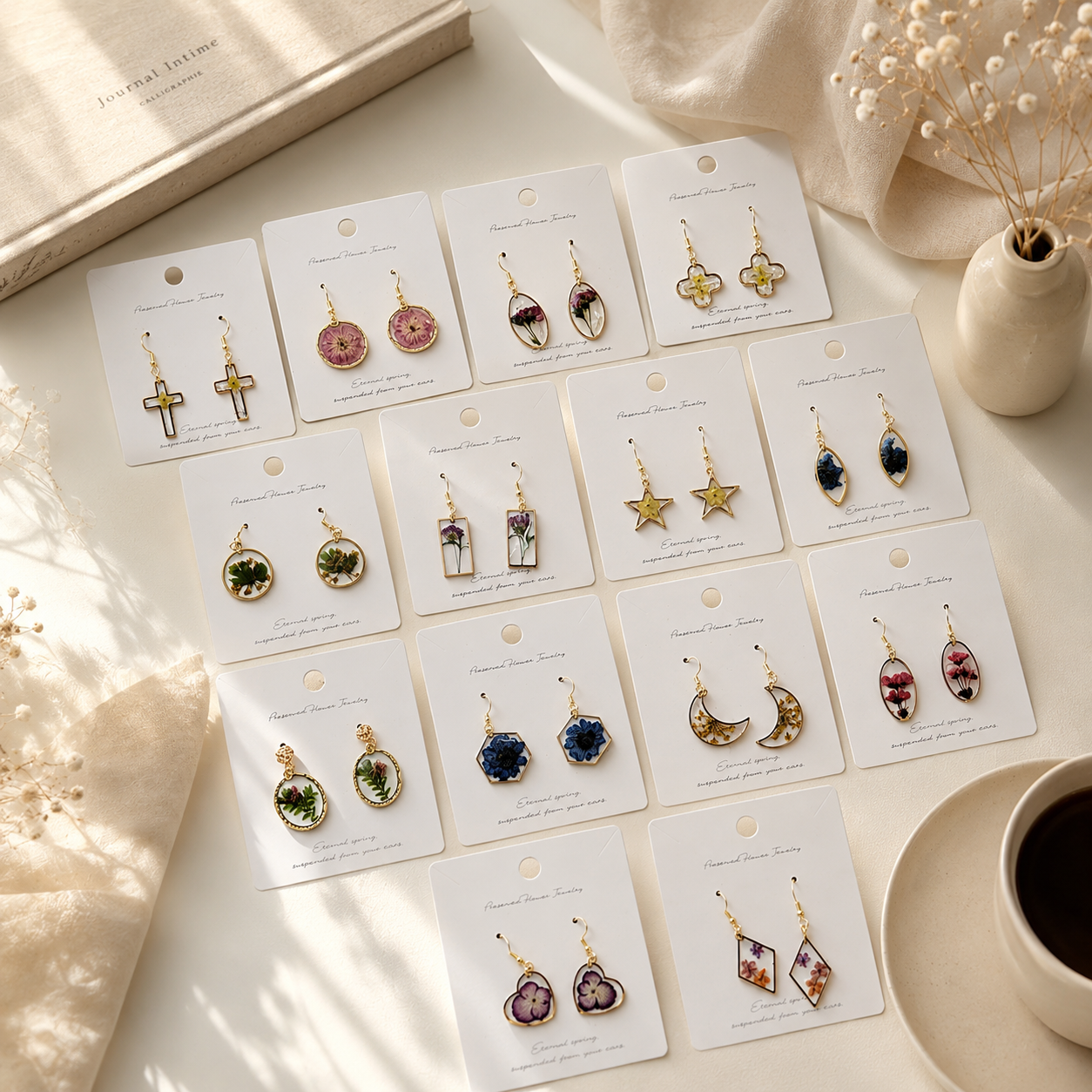 Floral Jewelry | EverPetal Pressed Flower Resin Earrings Collection