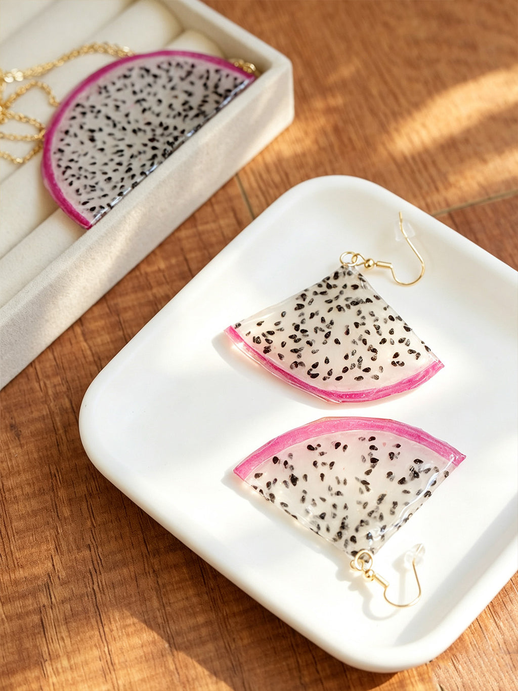 Necklace & Earring Set | Fruit Slice Botanical Resin Jewelry