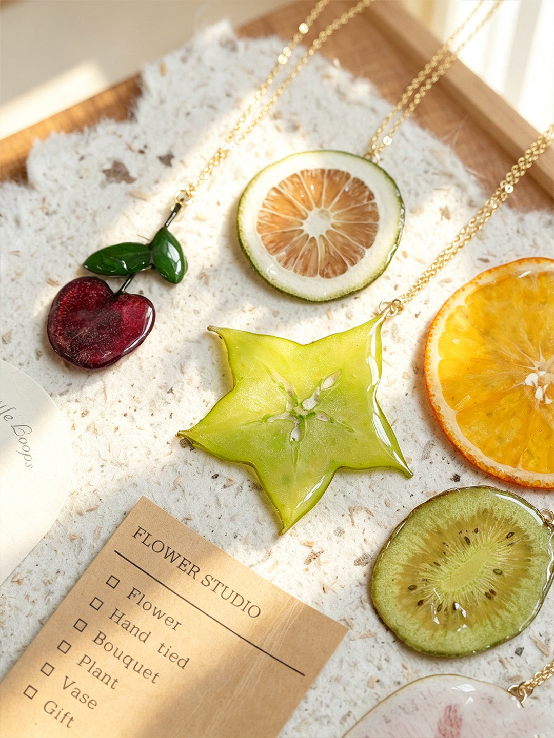 Pendant Necklace | Fruit Slice Botanical Resin Jewelry