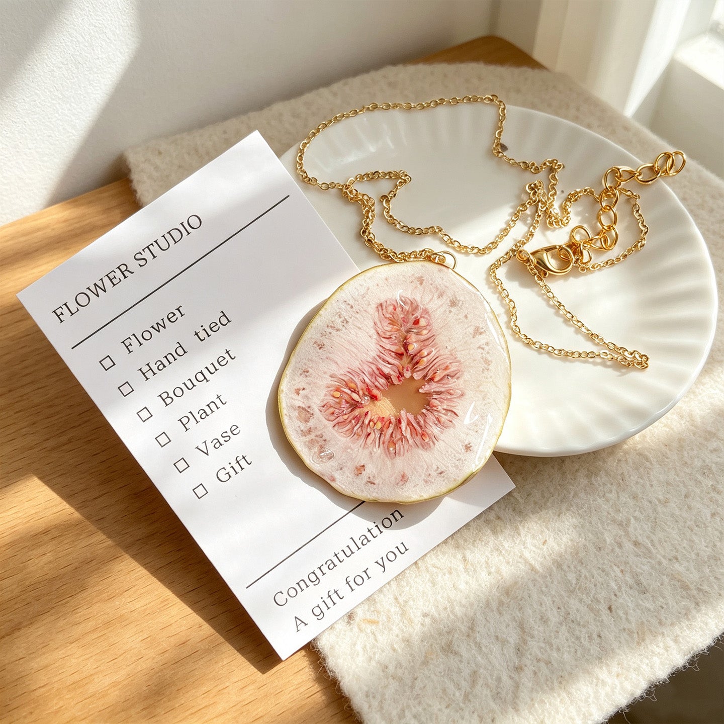 Pendant Necklace | Fruit Slice Botanical Resin Jewelry