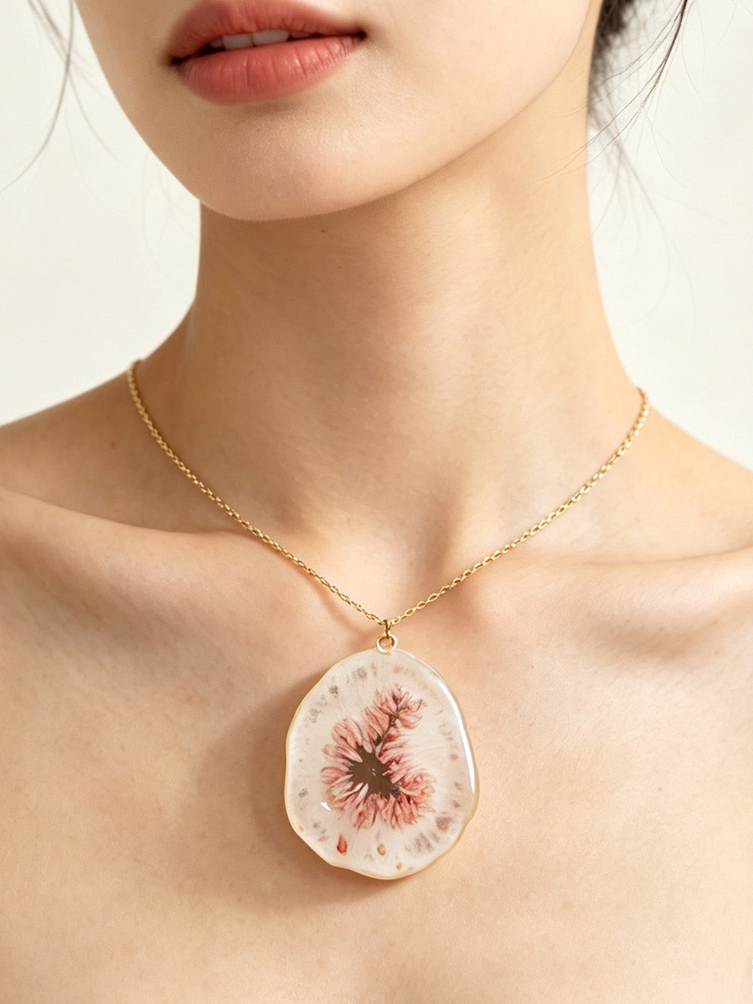 Pendant Necklace | Fruit Slice Botanical Resin Jewelry