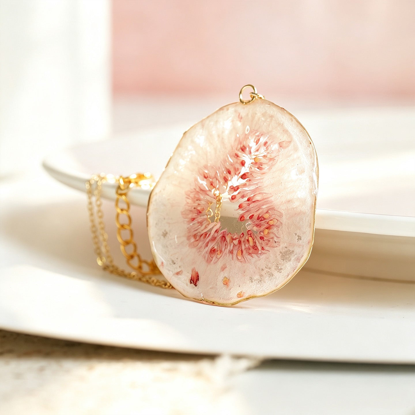Pendant Necklace | Fruit Slice Botanical Resin Jewelry