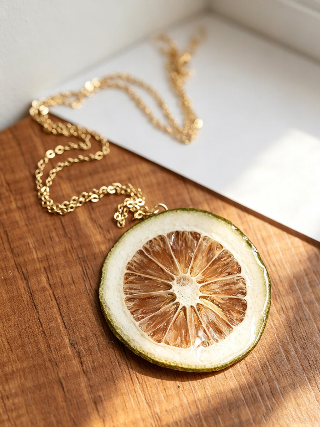 Pendant Necklace | Fruit Slice Botanical Resin Jewelry