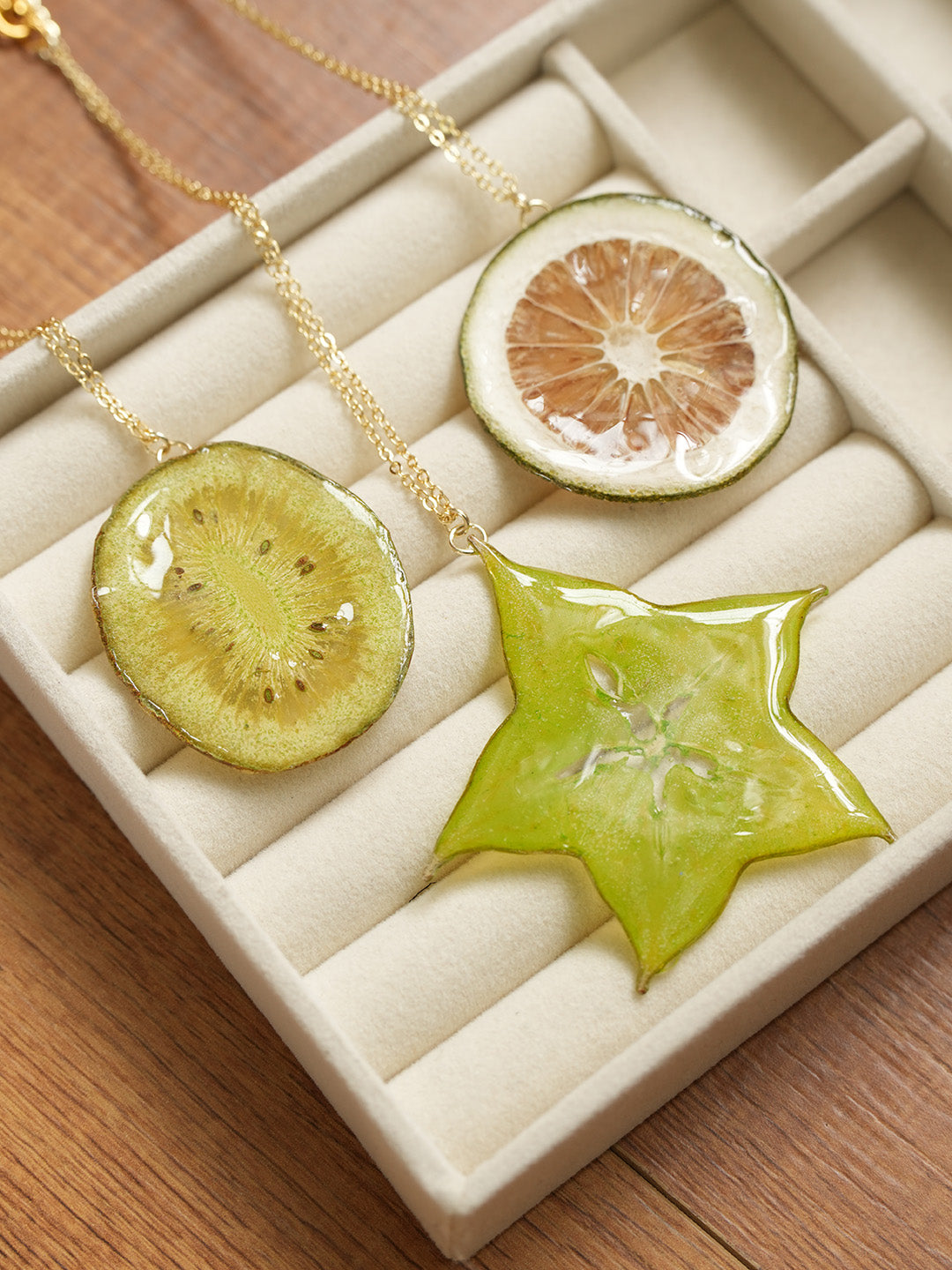 Pendant Necklace | Fruit Slice Botanical Resin Jewelry