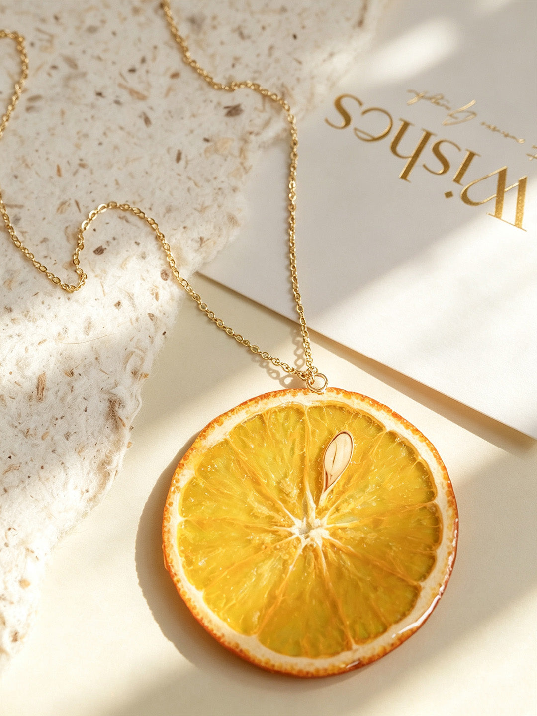 Pendant Necklace | Fruit Slice Botanical Resin Jewelry
