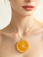Pendant Necklace | Fruit Slice Botanical Resin Jewelry