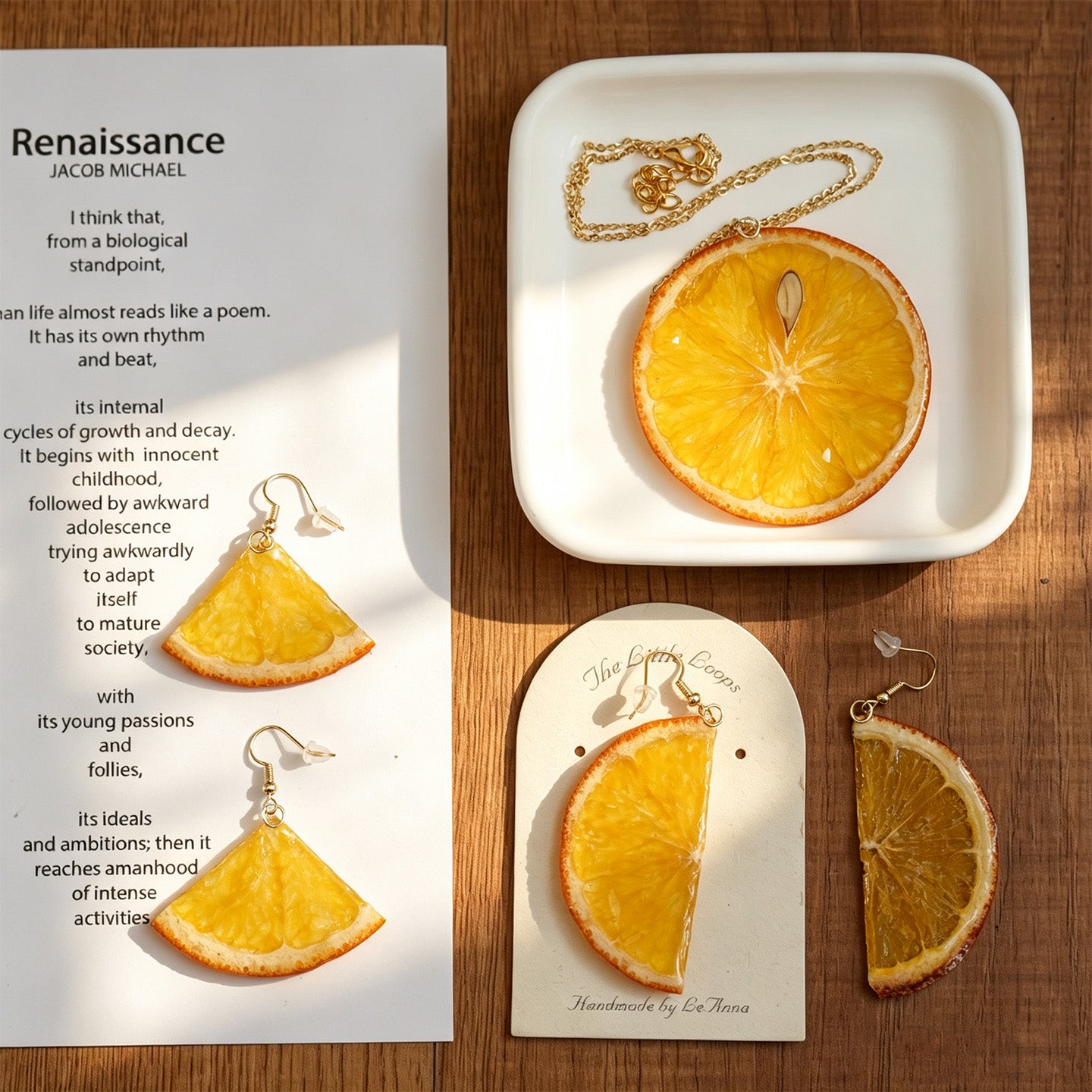 Necklace & Earring Set | Fruit Slice Botanical Resin Jewelry