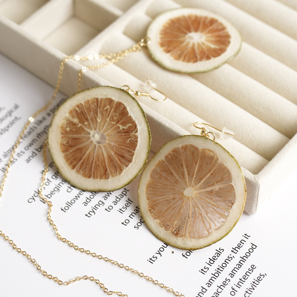 Pendant Necklace | Fruit Slice Botanical Resin Jewelry