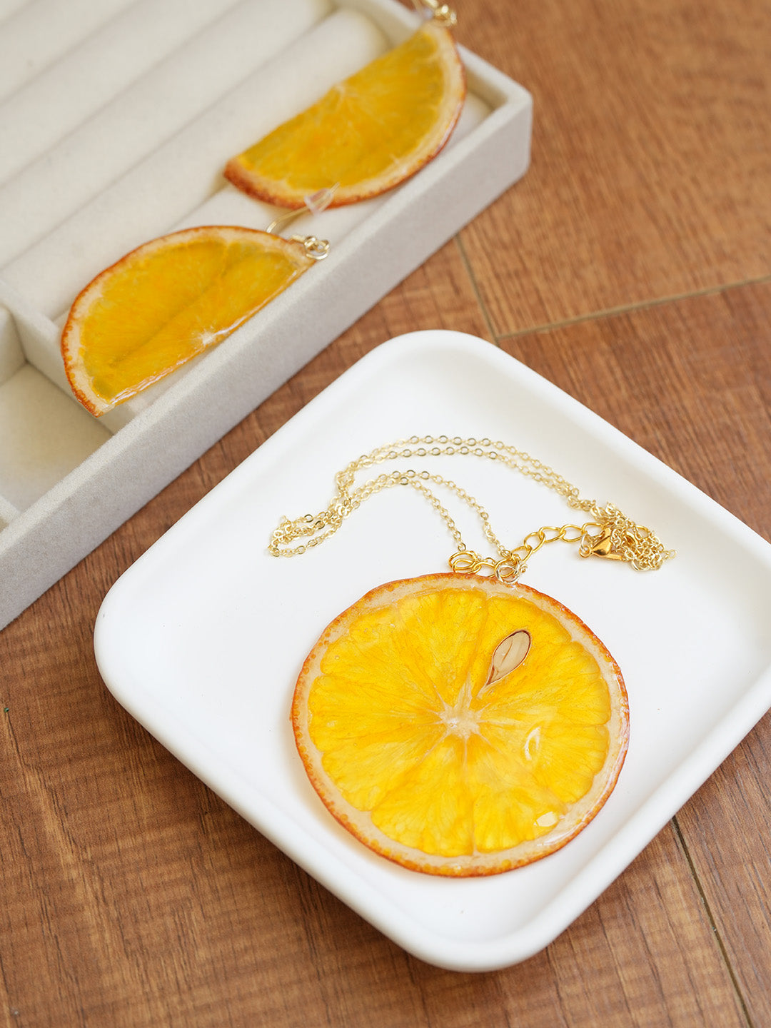 Necklace & Earring Set | Fruit Slice Botanical Resin Jewelry