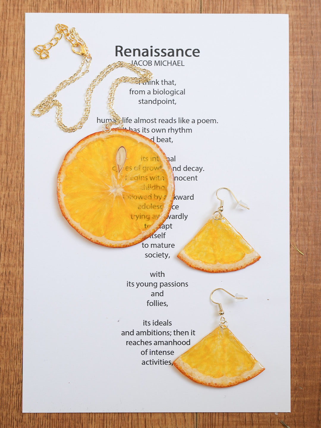 Necklace & Earring Set | Fruit Slice Botanical Resin Jewelry