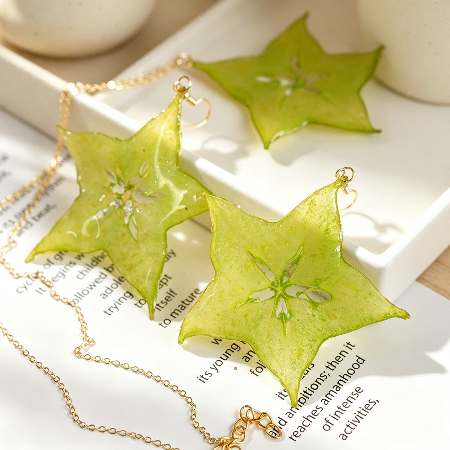 Necklace & Earring Set | Fruit Slice Botanical Resin Jewelry