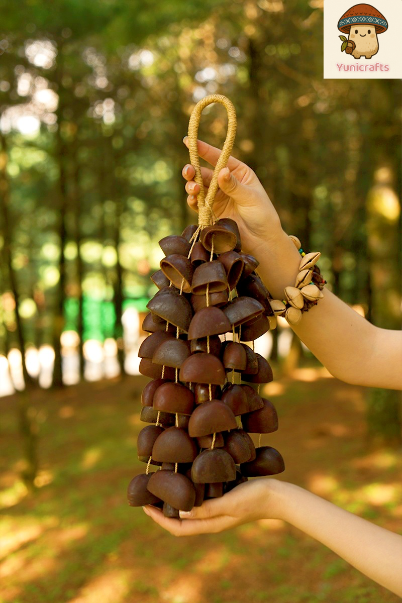 Handmade Juju Duckfoot Vine Seed Shell Hand Bell – Natural Rainforest Sound Decor