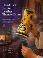 Handmade painted leather thunder drum with traditional design