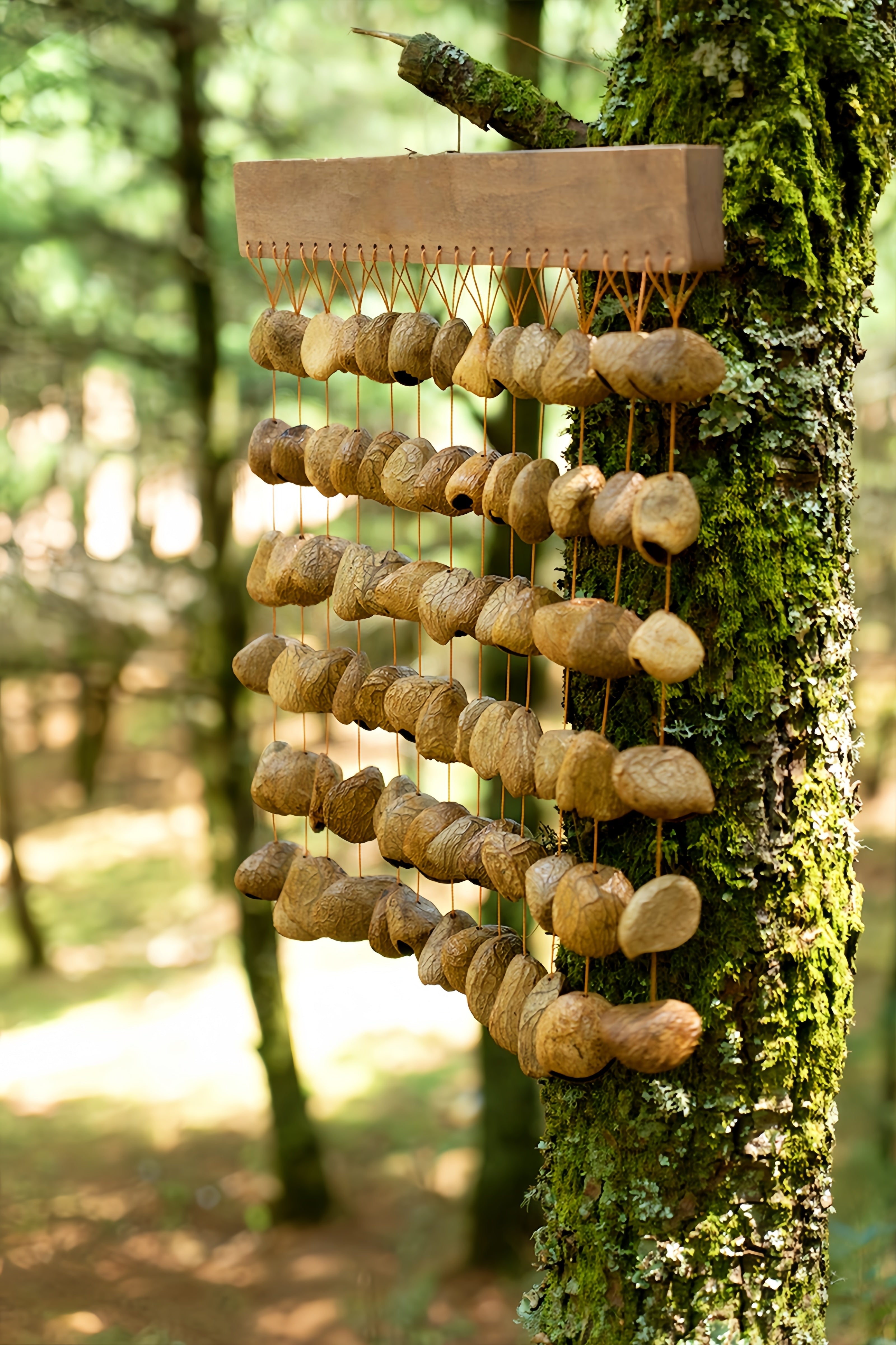 Handmade Panji Black Fruit Seed Shell Bar Wind Chime – Rainforest Sound Decor