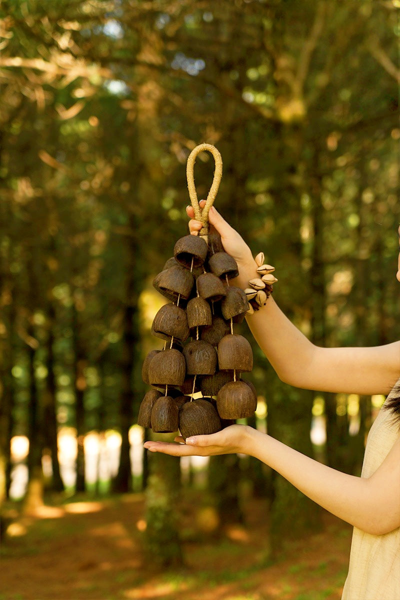 Handmade Salin Water Bellwood Seed Shell Hand Bell – Natural Rainforest Decor
