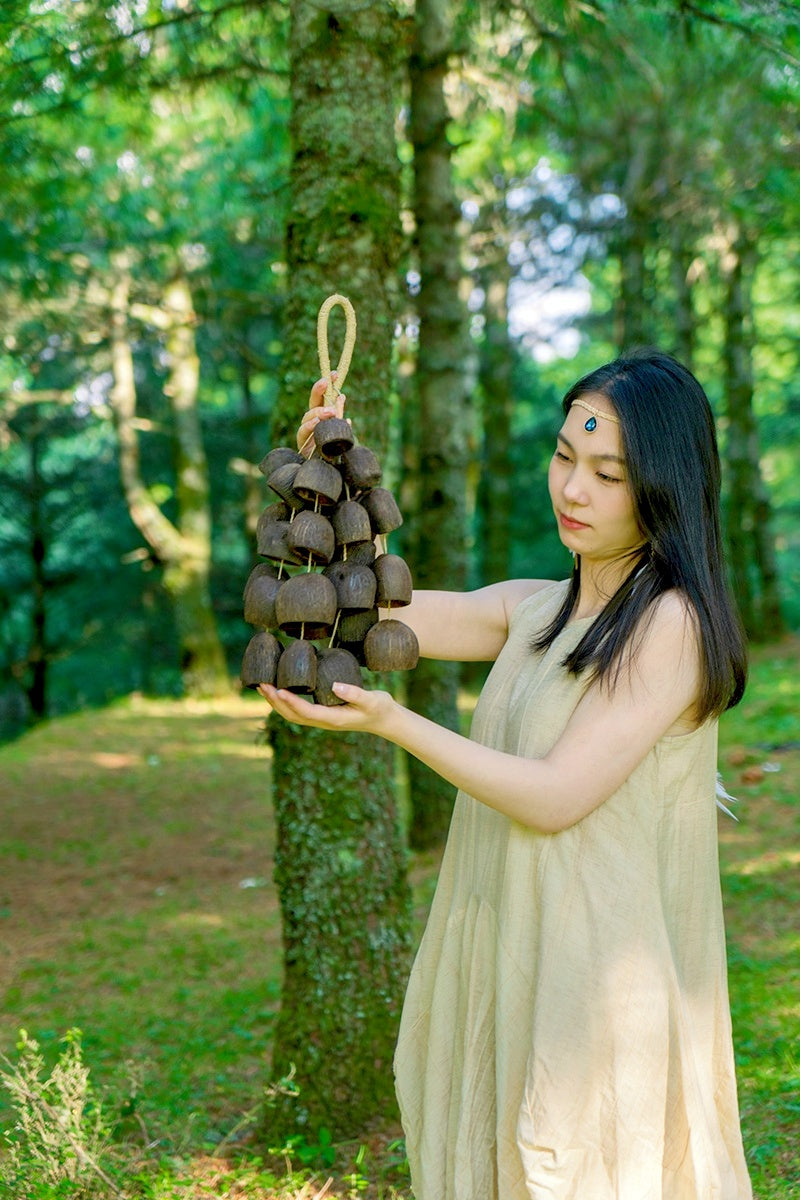 Handmade Salin Water Bellwood Seed Shell Hand Bell – Natural Rainforest Decor