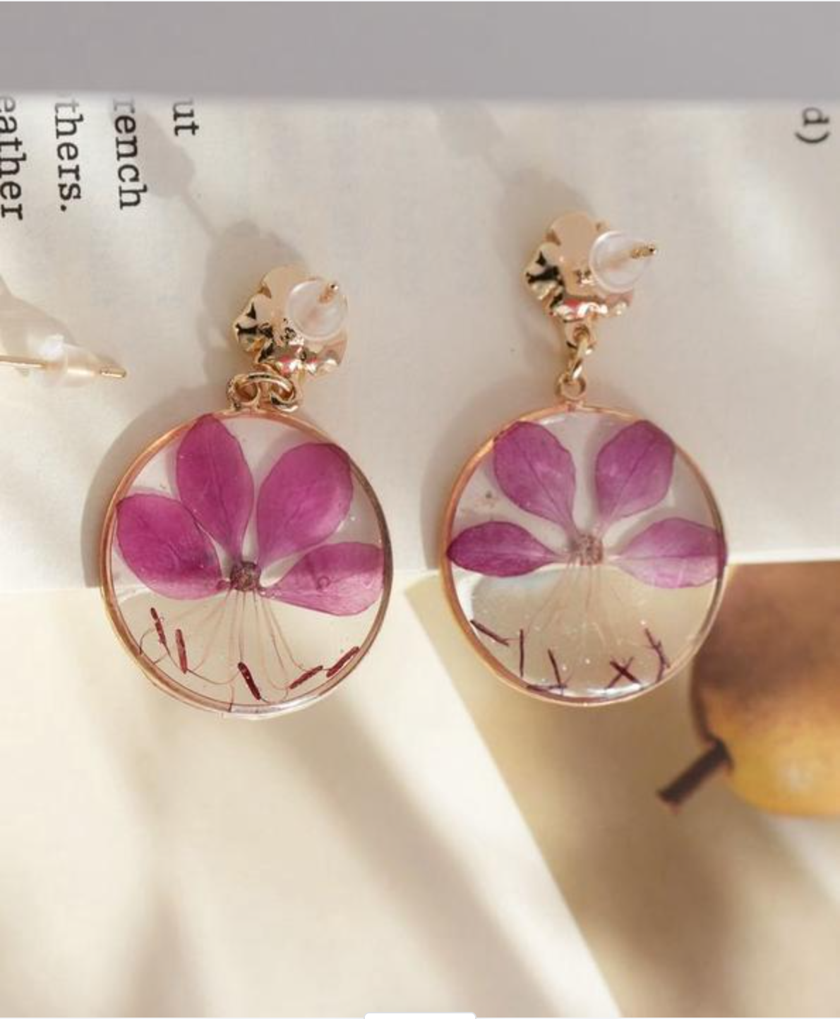 Real Purple Azalea Earrings - "Dancing Bloom" Pressed Flower Jewelry