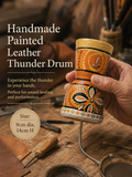 Handmade painted leather thunder drum with traditional design