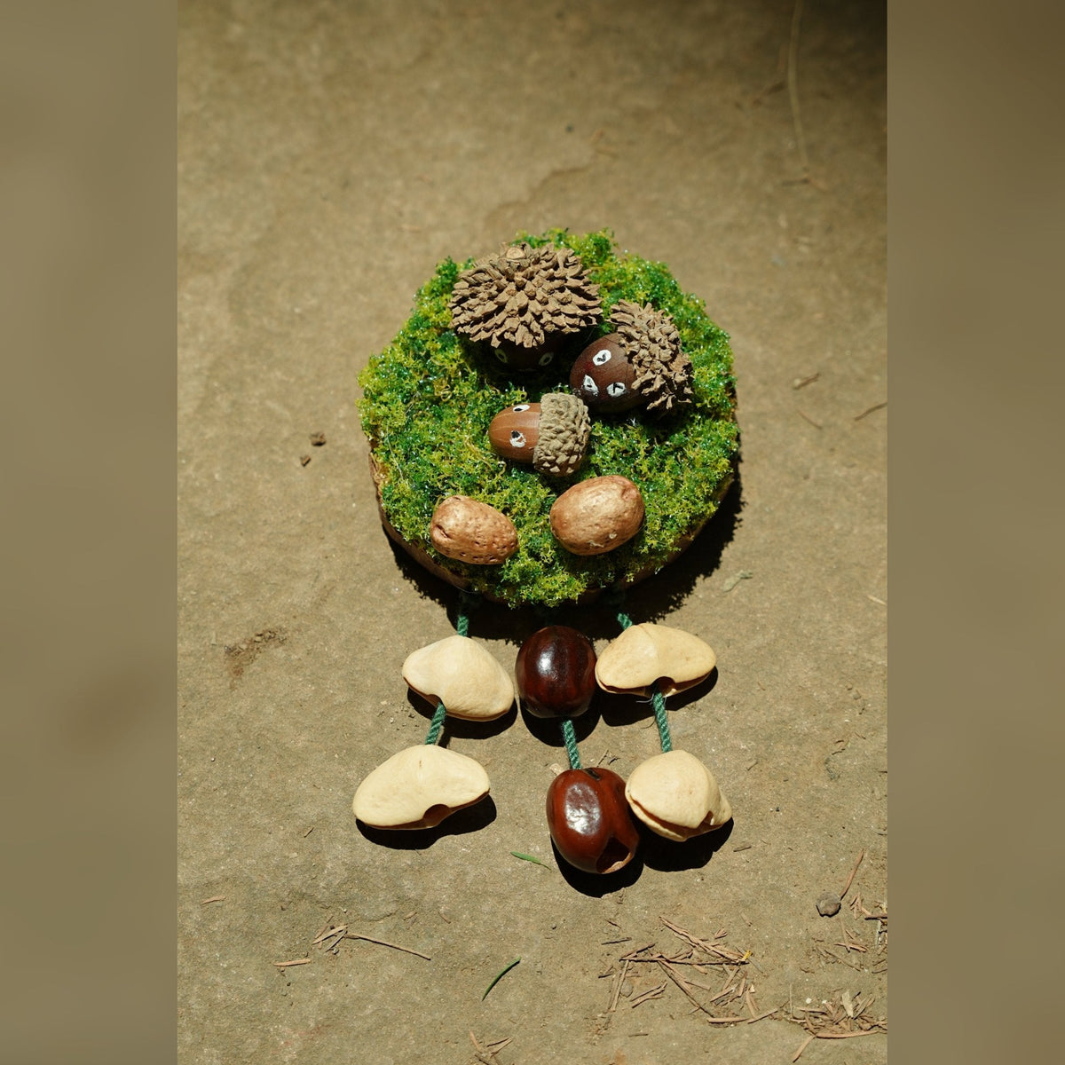 "The Acorn Family" - Handmade Moss Forest Wall Hanging & Seed Mobile - Yunicrafts