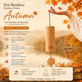 "The Zen Bamboo" - Ručně vyrobené Natural Bamboo Wind Chime with Maple Leaf