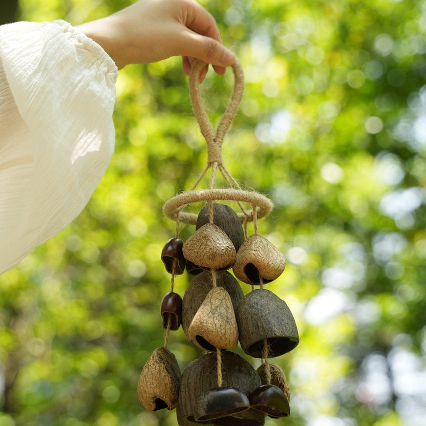 "The Deep Forest Chime" - Clustered Coconut & Seed Pod Wind Mobile - Yunicrafts