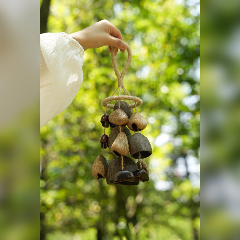 "The Deep Forest Chime" - Clustered Coconut & Seed Pod Wind Mobile - Yunicrafts