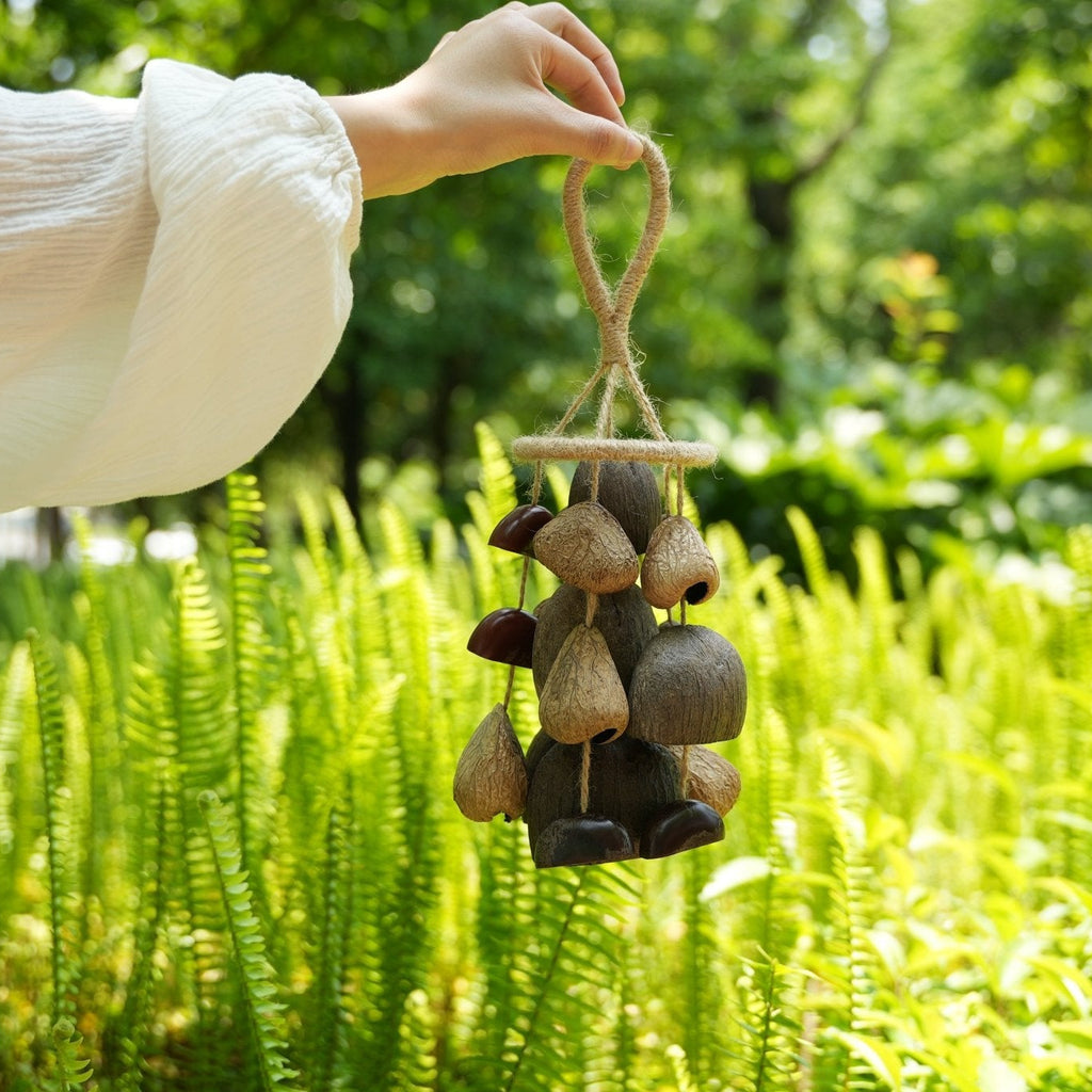 "The Deep Forest Chime" - Clustered Coconut & Seed Pod Wind Mobile - Yunicrafts