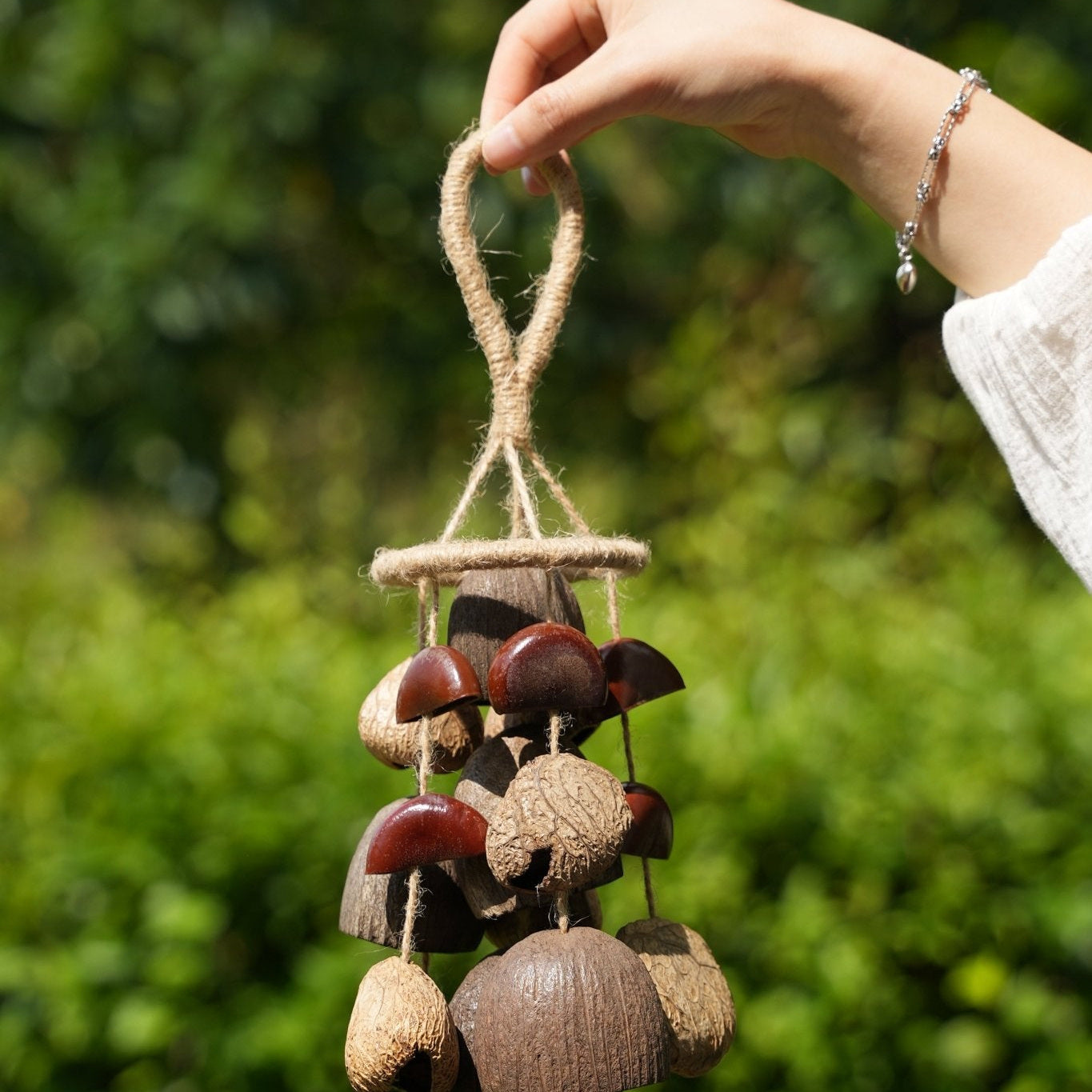 "The Deep Forest Chime" - Clustered Coconut & Seed Pod Wind Mobile - Yunicrafts