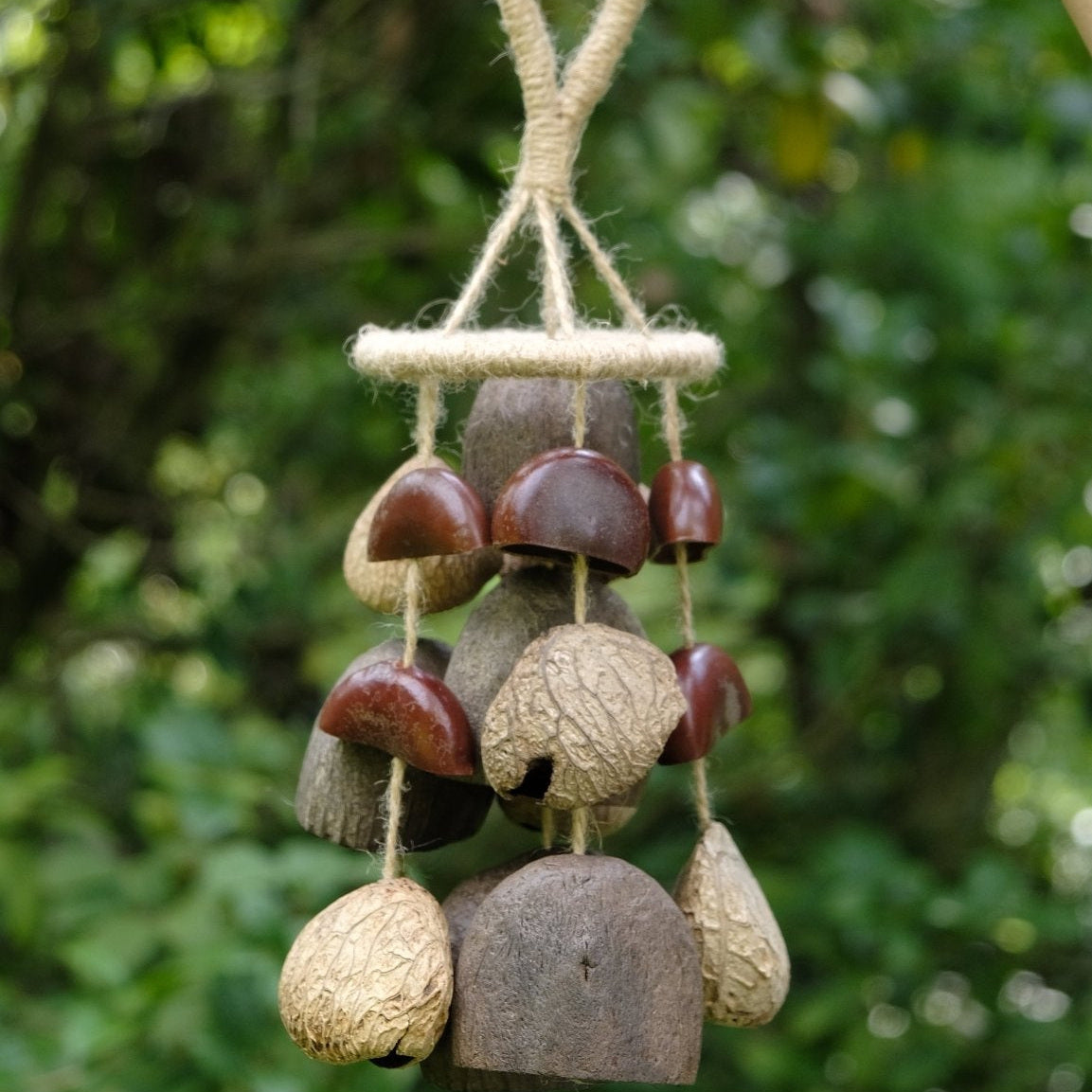 "The Deep Forest Chime" - Clustered Coconut & Seed Pod Wind Mobile - Yunicrafts