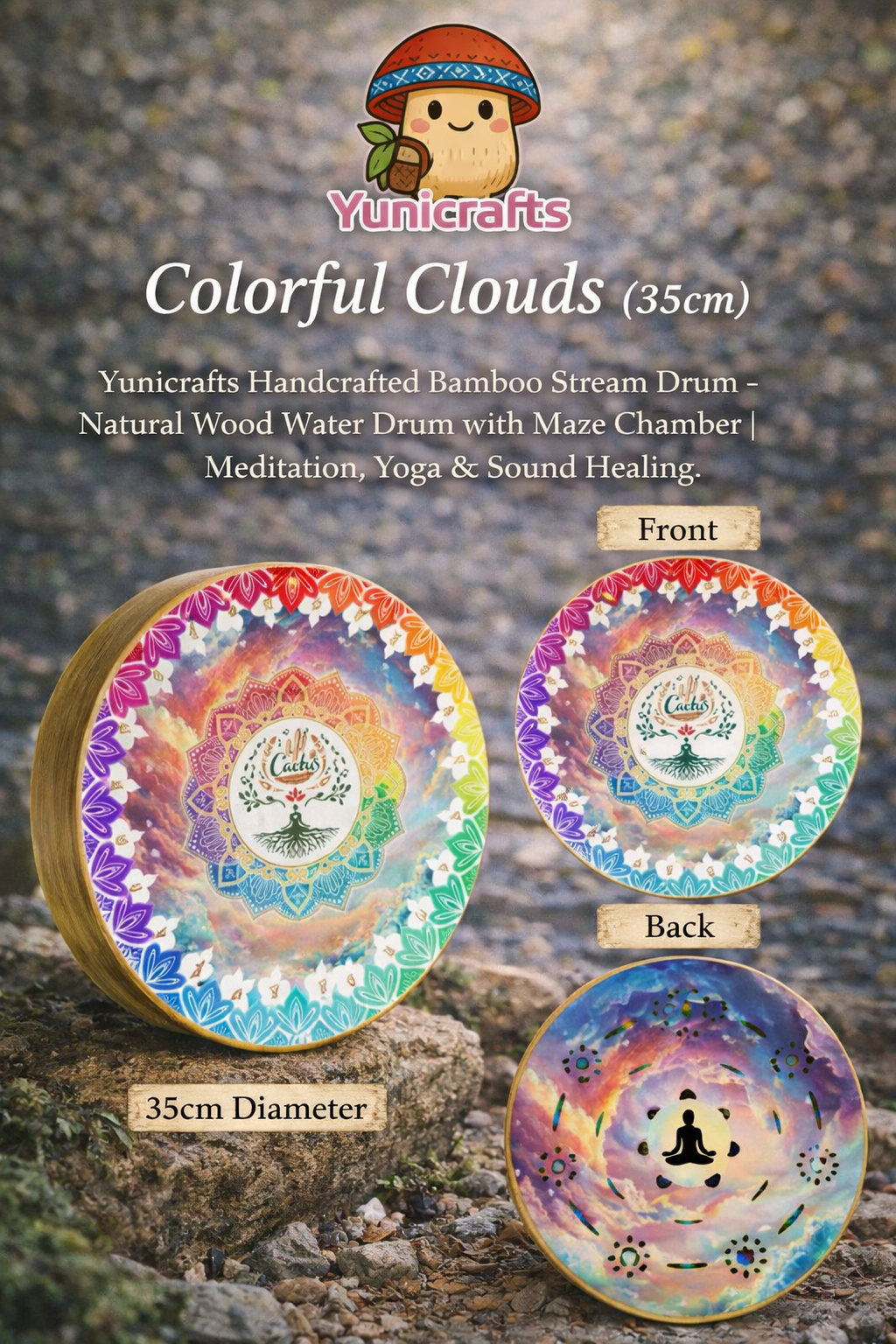 Double-Sided Water Drum | Bamboo Stream Drum - Yunicrafts