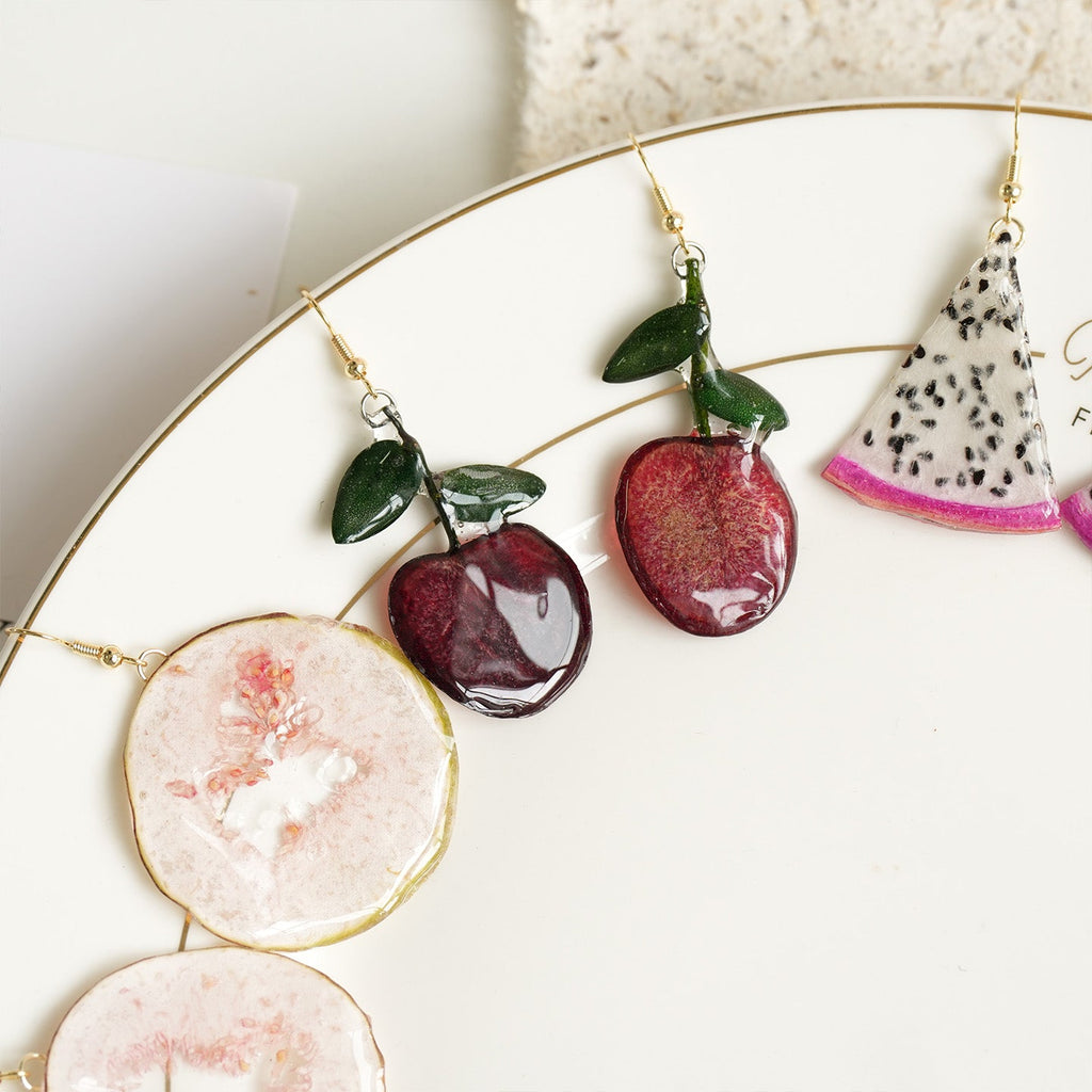 Drop Earrings | Fruit Slice Botanical Resin Jewelry - Yunicrafts