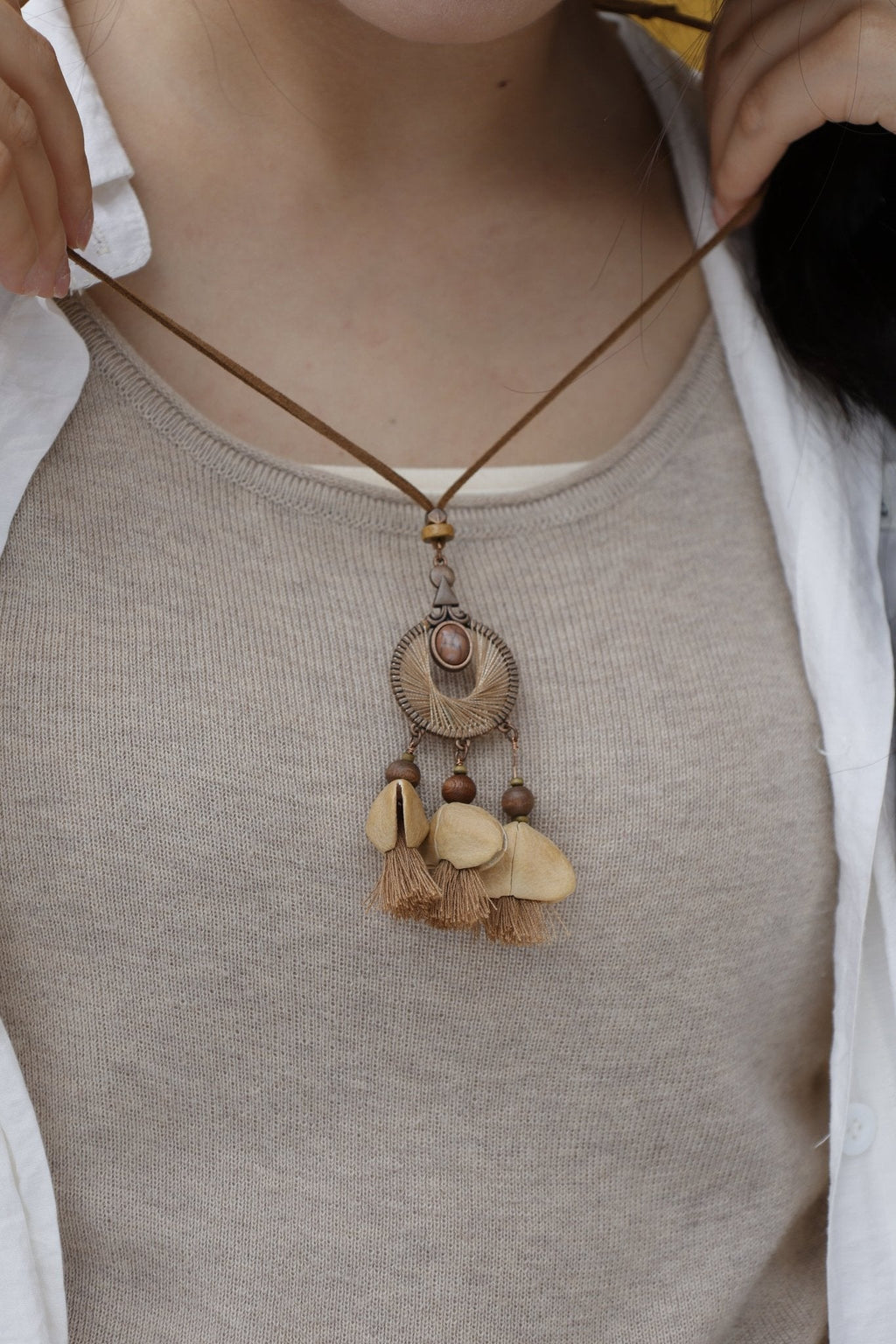"Earth Dreamcatcher" Woven Seed Pendant - Yunicrafts