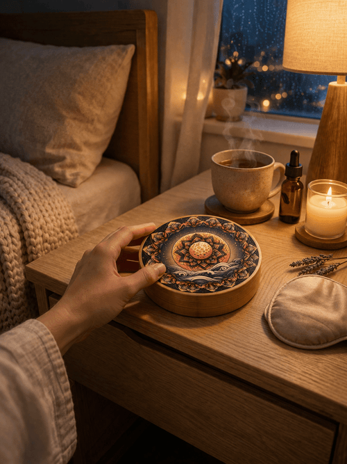 "Flower Moon Dream" Handcrafted Bamboo Stream Drum (15cm) – Portable Natural Wood Water Drum for Meditation & Yoga - Yunicrafts