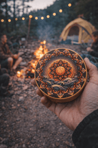 "Flower Moon Dream" Handcrafted Bamboo Stream Drum (15cm) – Portable Natural Wood Water Drum for Meditation & Yoga - Yunicrafts